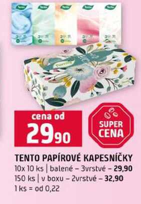 TENTO PAPÍROVÉ KAPESNÍČKY 10x 10 ks balené 3vrstvé