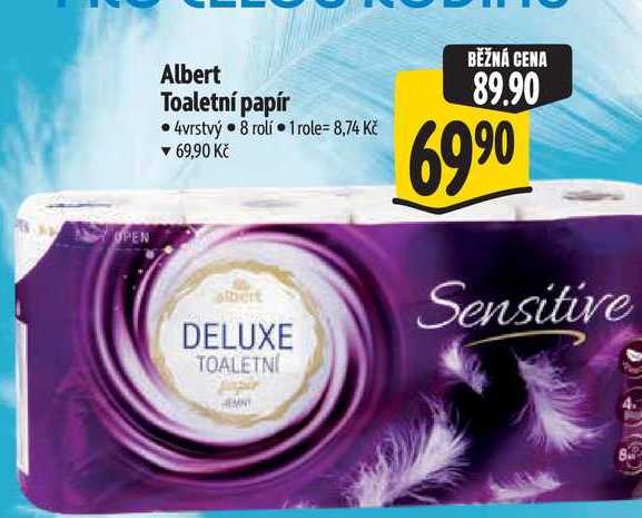 Albert Toaletní papír 4vrstvý 8 rolí