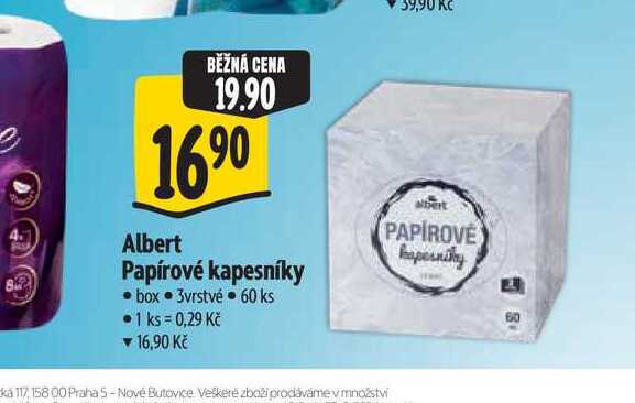  Albert Papírové kapesníky  box 3vrstvé 60 ks  