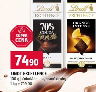 LINDT EXCELLENCE 100 g čokoláda vybrané druhy