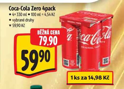 Coca-Cola Zero 4pack 4x330 ml