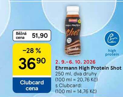 Ehrmann High Protein Shot, 250 ml, dva druhy