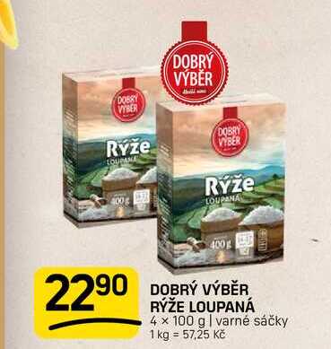 DOBRÝ VÝBĚR RÝŽE LOUPANÁ 4 x 100 g l varné sáčky