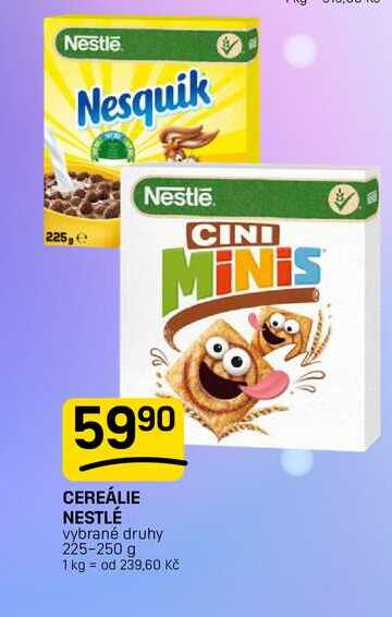 CEREÁLIE NESTLÉ vybrané druhy 225-250 g