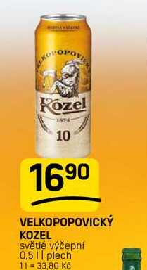 VELKOPOPOVICKÝ KOZEL světlé výčepní 0,5 || plech 
