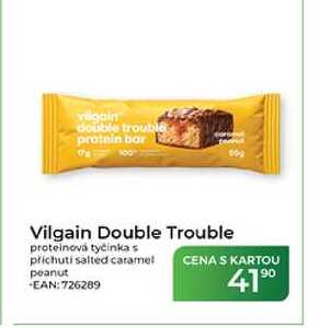 Vilgain Double Trouble proteinová tyčinka s příchutí salted caramel peanut