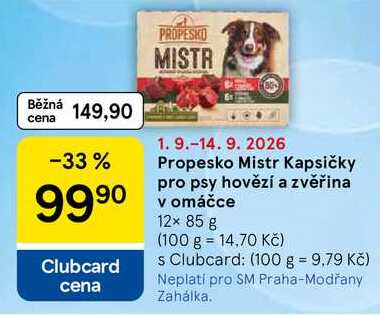 Propesko Mistr Kapsičky pro psy hovězí a zvěřina v omáčce, 12x 85 g