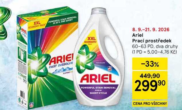 Ariel Prací prostředek, 60-63 PD, dva druhy 