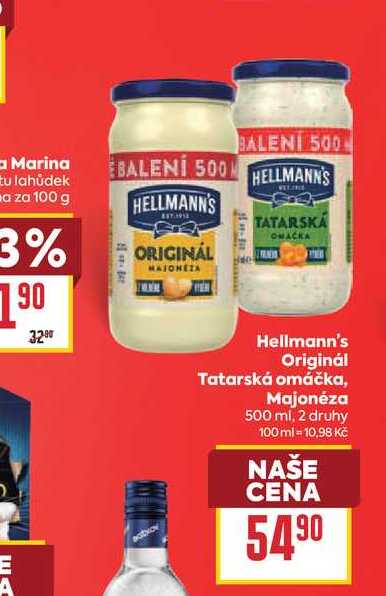 Hellmann's Originál Tatarská omáčka, Majonéza 500 ml