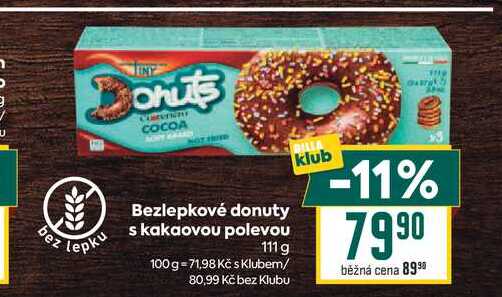 Bezlepkové donuty s kakaovou polevou 111 g