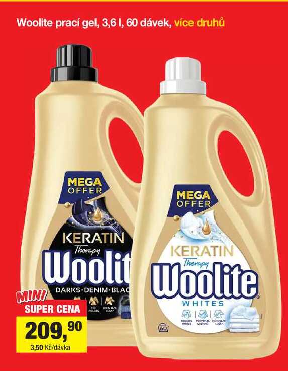 Woolite prací gel, 3,6 1, 60 dávek