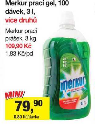 Merkur prací gel, 100 dávek, 3 l