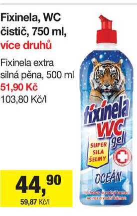 Fixinela, WC čistič, 750 ml, více druhů