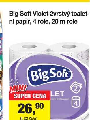 Big Soft Violet 2vrstvý toaletní papír, 4 role, 20 m role