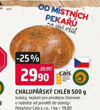 CHALUPÁŘSKÝ CHLÉB 500 g 