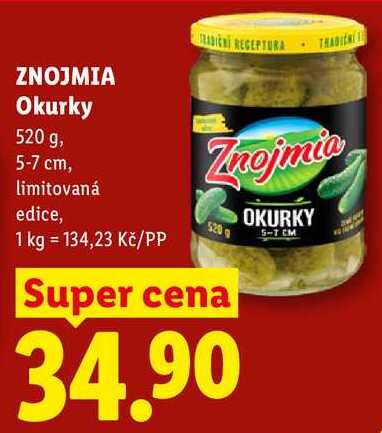 ZNOJMIA Okurky, 520 g