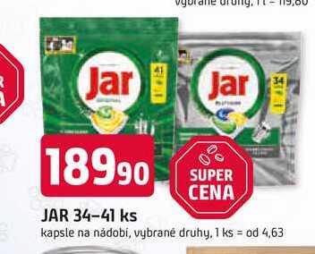 JAR 34-41 ks kapsle na nádobí, vybrané druhy