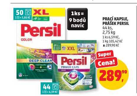 PRACÍ KAPSLE, PRÁŠEK PERSIL, 44 ks, 2,75 kg