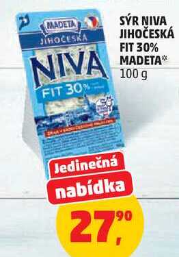 SÝR NIVA JIHOČESKÁ FIT 30% MADETA, 100 g
