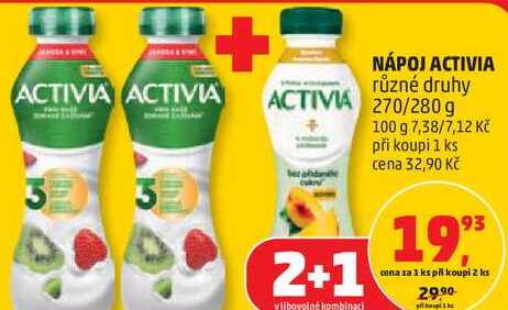 NÁPOJ ACTIVIA různé druhy, 270/280 g 