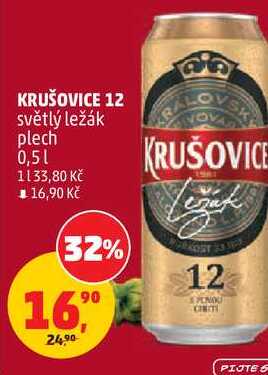 KRUŠOVICE 12 světlý ležák plech, 0,5 l