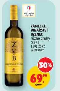 ZÁMECKÉ VINAŘSTVÍ BZENEC různé druhy, 0,75 l