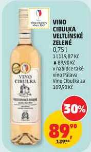 VINO CIBULKA VELTLÍNSKÉ ZELENÉ, 0,75 l