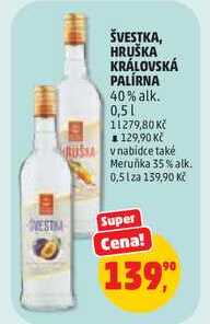 ŠVESTKA, HRUŠKA KRÁLOVSKÁ PALÍRNA 40% alk., 0,5 l