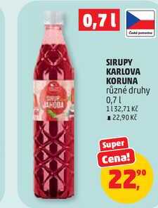 SIRUPY KARLOVA KORUNA různé druhy, 0,7 l