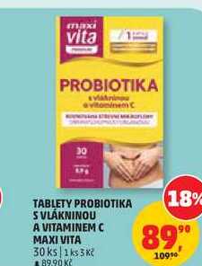 TABLETY PROBIOTIKA S VLÁKNINOU A VITAMINEM C MAXI VITA, 30 ks