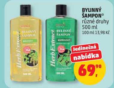 BYLINNÝ ŠAMPON různé druhy, 500 ml 