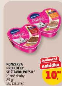 KONZERVA PRO KOČKY a SE ŠŤÁVOU POÉSIE různé druhy, 85 g