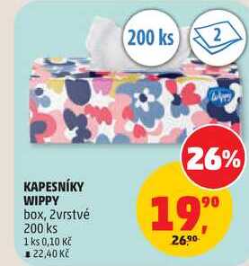KAPESNÍKY WIPPY box, 2vrstvé, 200 ks