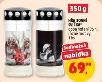 HŘBITOVNÍ SVÍČKA doba hoření 96 h, různé motivy, 1 ks