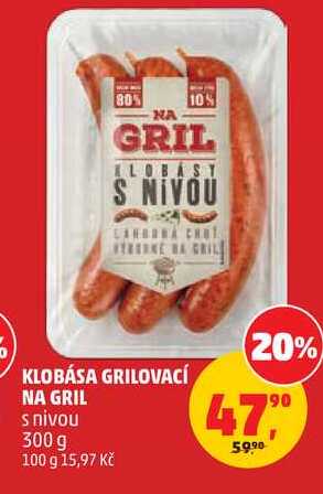 KLOBÁSA GRILOVACÍ NA GRIL s nivou, 300 g