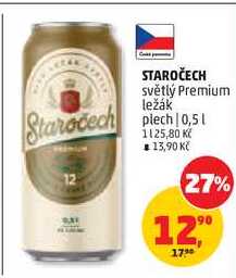 STAROČECH světlý Premium ležák plech, 0,5 l