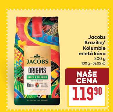 Jacobs Brazílie/ Kolumbie mletá káva 200 g 