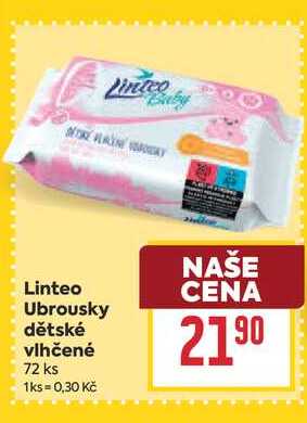 Linteo Ubrousky dětské vlhčené 72 ks 