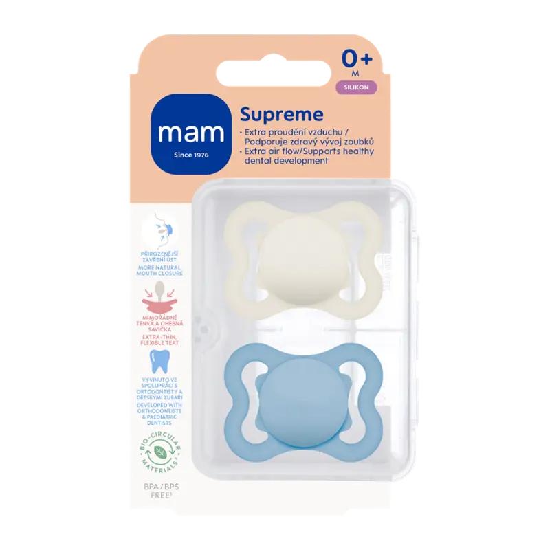 MAM Dudlík Supreme 0+ měs. béžový/tyrkysový, 2 ks