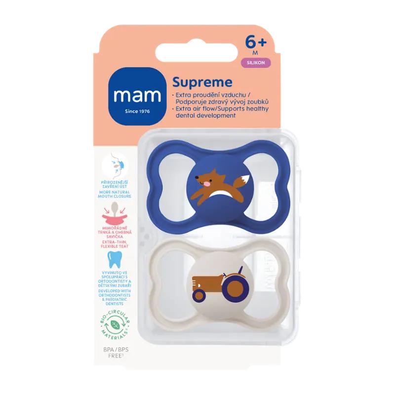 MAM Dudlík Supreme 6+ měs. tm modrý/šedý, 2 ks