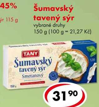 Šumavský tavený sýr vybrané druhy, 150 g