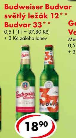 Budweiser Budvar světlý ležák 12, 0,5 l