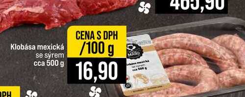 Klobása mexická se sýrem cca 500 g 100g