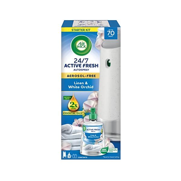 Air Wick Active Fresh Automatický difuzér a náplň na vodní bázi - Prádlo a bílá orchidej