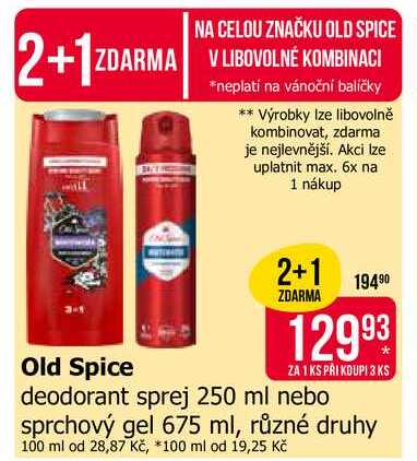 Old Spice deodorant 250ml, vybrané druhy
