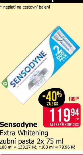 Sensodyne Extra Whitening Zubní pasta 2x 75 ml 