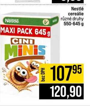 Nestlé cereálie různé druhy 550-645 g