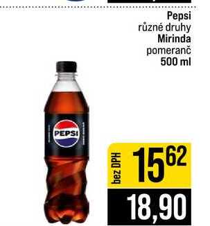 Pepsi různé druhy Mirinda pomeranč 500 ml