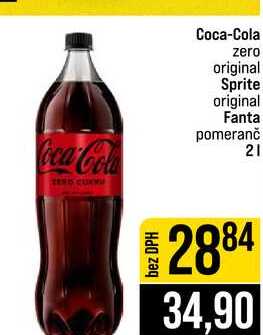 Coca-Cola zero original Sprite original Fanta pomeranč 2l