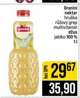 Granini nektar granini hruška růžový grep multivitamin džus jablko 100% 1l